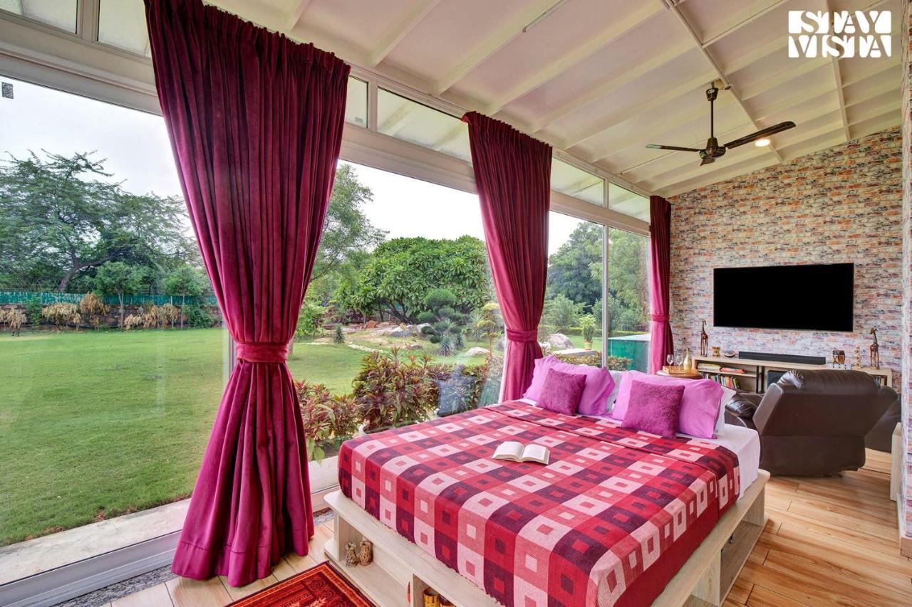 Stayvista's Glasshouse: Orchard Farmstay with Pool and Relaxation Gurgaon Exterior photo
