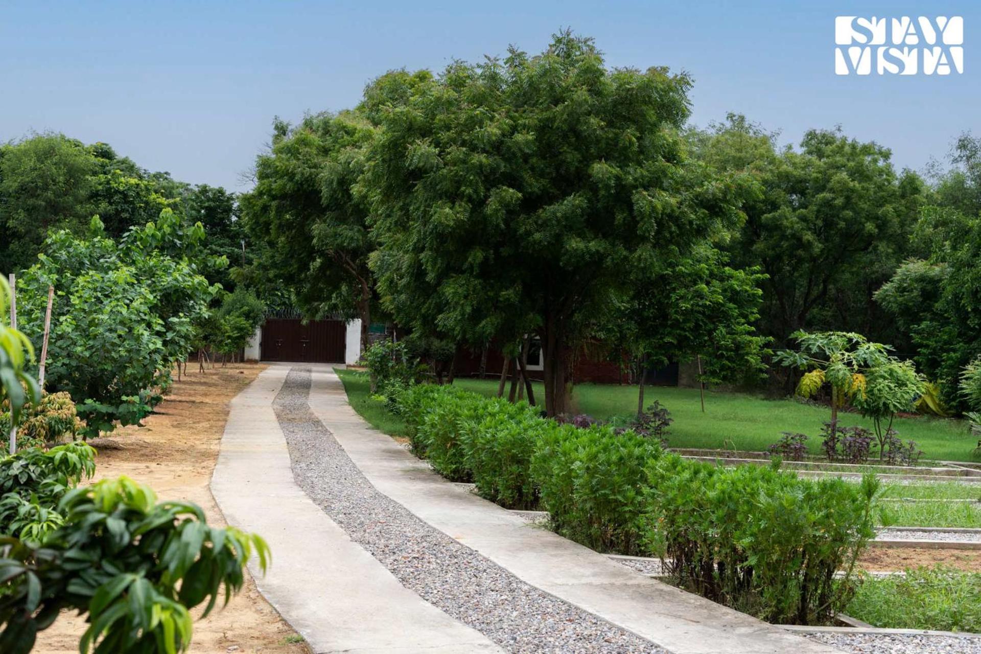 Stayvista's Glasshouse: Orchard Farmstay with Pool and Relaxation Gurgaon Exterior photo
